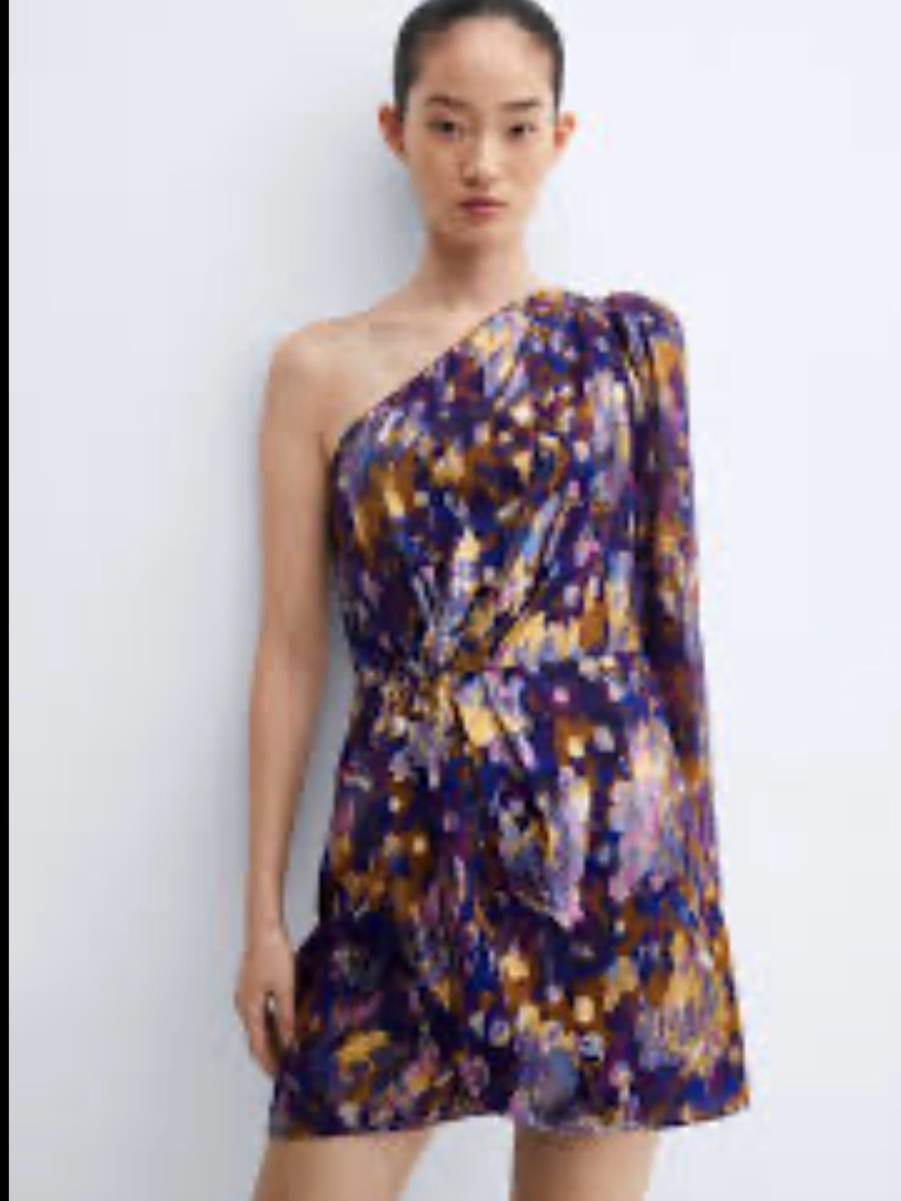 One-Shoulder Metallic Multi-Color Party Dress